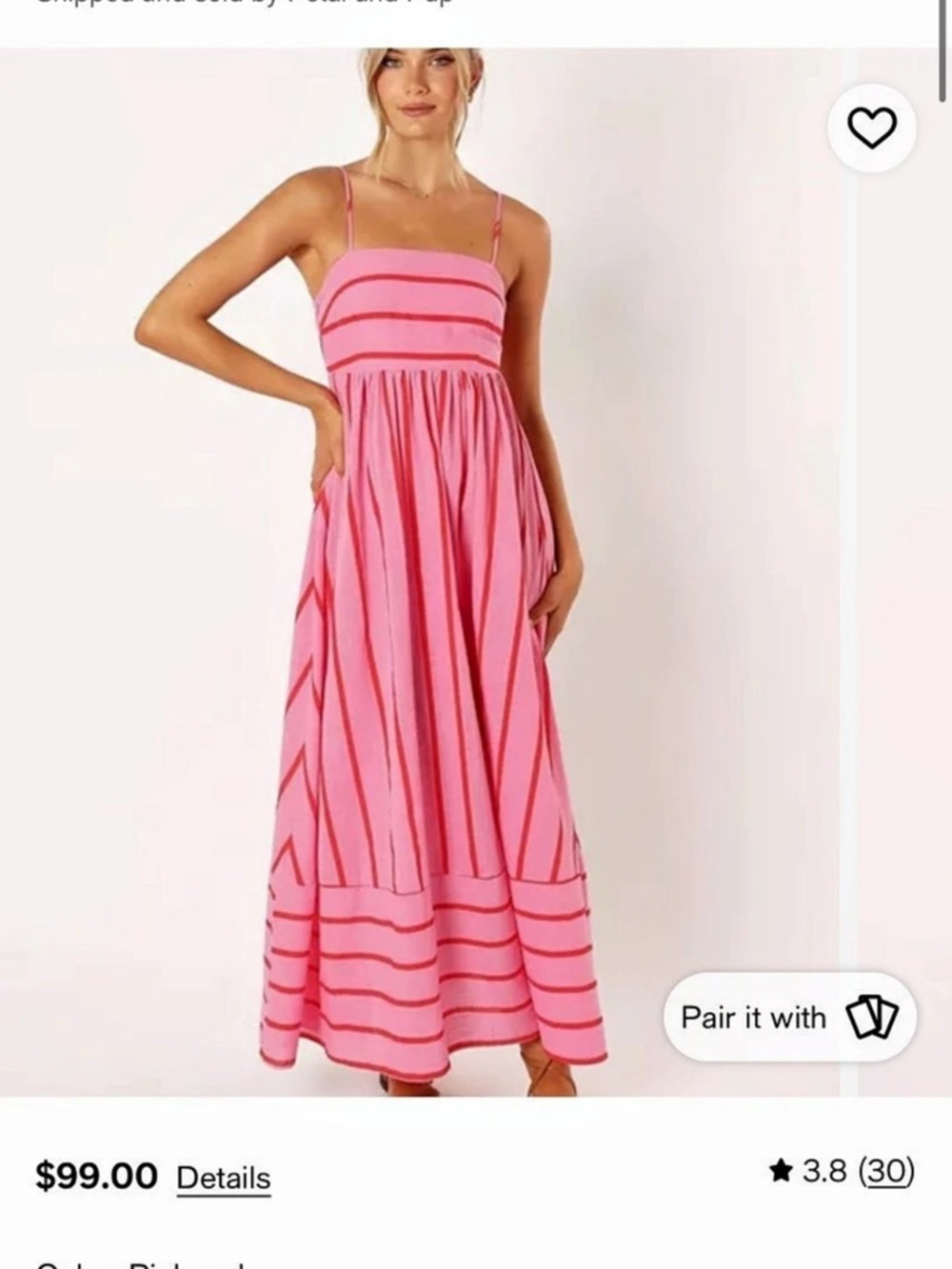 Petal and Pup Pixie Maxi Dress Pink & Red Size Large